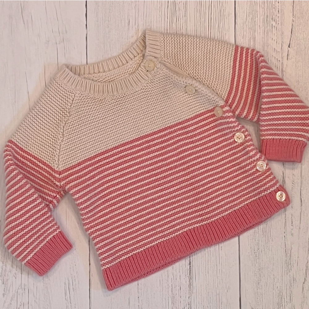 Gap Knit Pullover Pink Stripe Baby Sweater Size 3-6M